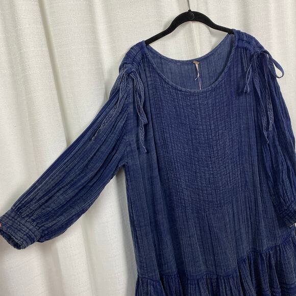 Free People Indigo Blue Washed Ashore Mini Dress Sz.M NWT - Picture 10 of 16